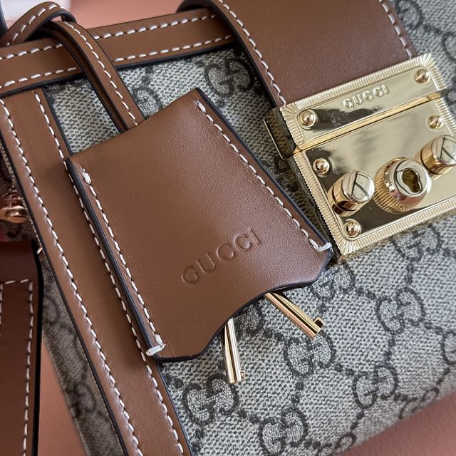 GG original fabric padlock small top handle bag 841653 brown