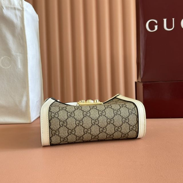 GG original fabric padlock small top handle bag 841653 white