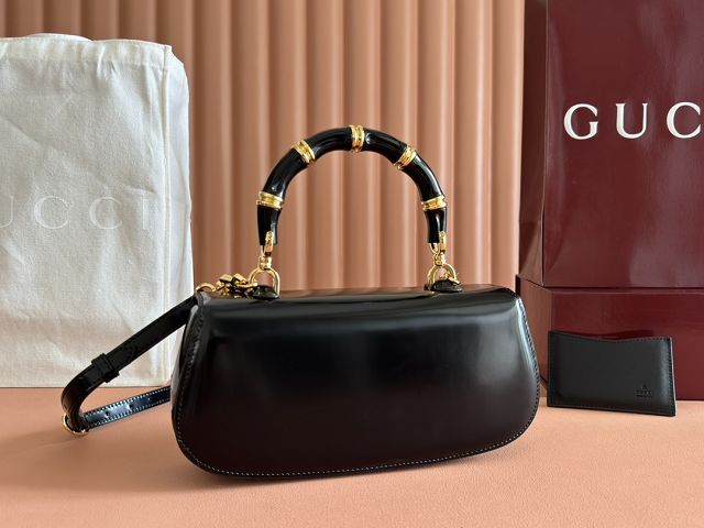 GG original calfskin bamboo diva medium bag 827750 black
