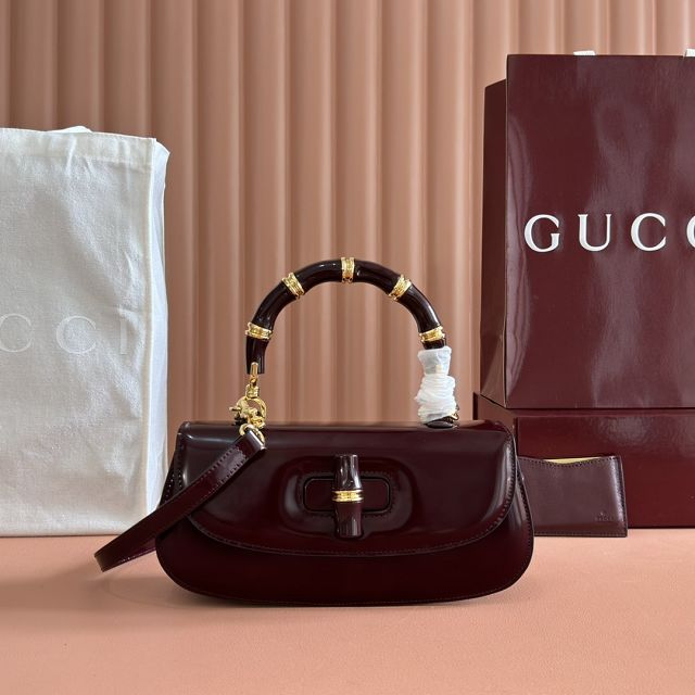 GG original calfskin bamboo diva medium bag 827750 bordeaux