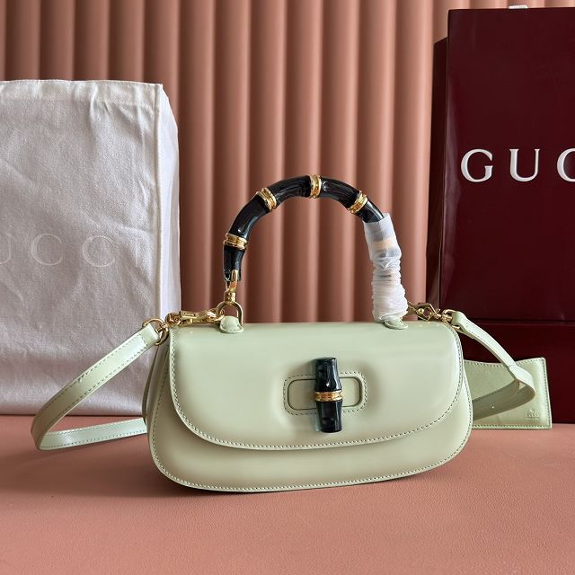GG original calfskin bamboo diva medium bag 827750 light green