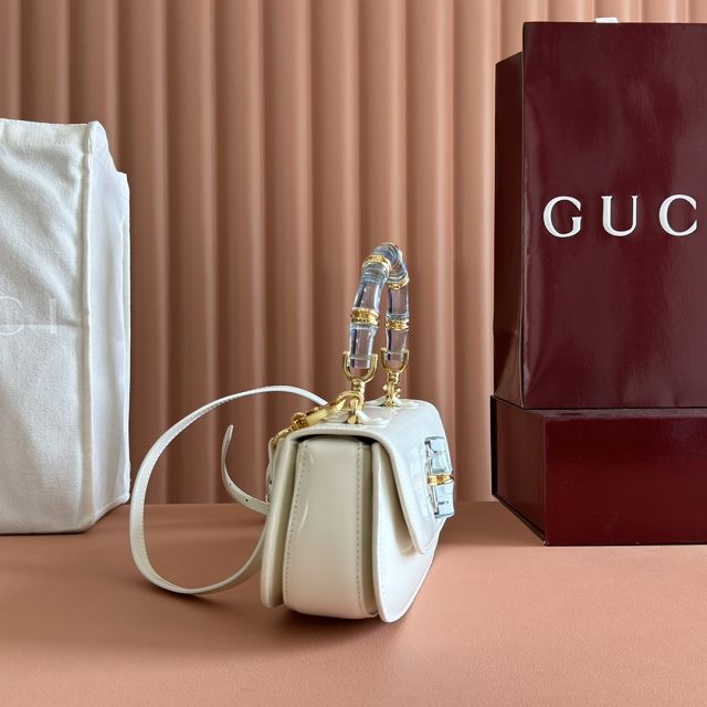 GG original calfskin bamboo diva medium bag 827750 white