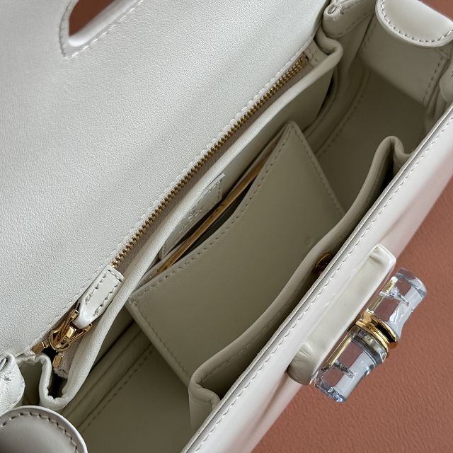 GG original calfskin bamboo diva medium bag 827750 white