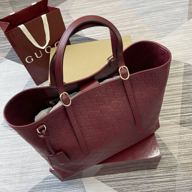 GG original calfskin emblem large tote bag 847455 bordeaux