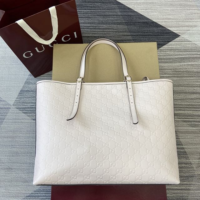 GG original calfskin emblem large tote bag 847455 light pink