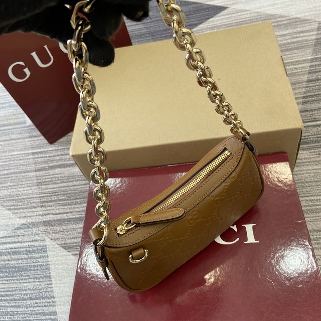 GG original calfskin emblem small shoulder bag 847091 brown