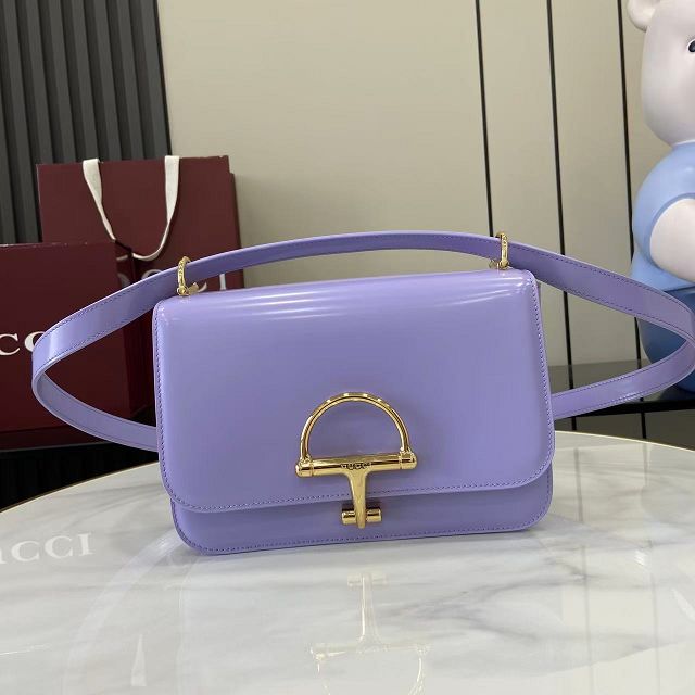 GG original patent calfskin siena small shoulder bag 846705 purple