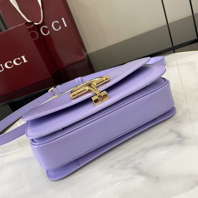 GG original patent calfskin siena small shoulder bag 846705 purple