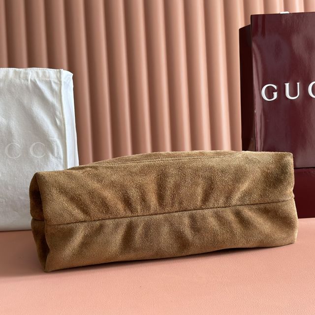 GG original suede calfskin softbit maxi shoulder bag 837466 brown