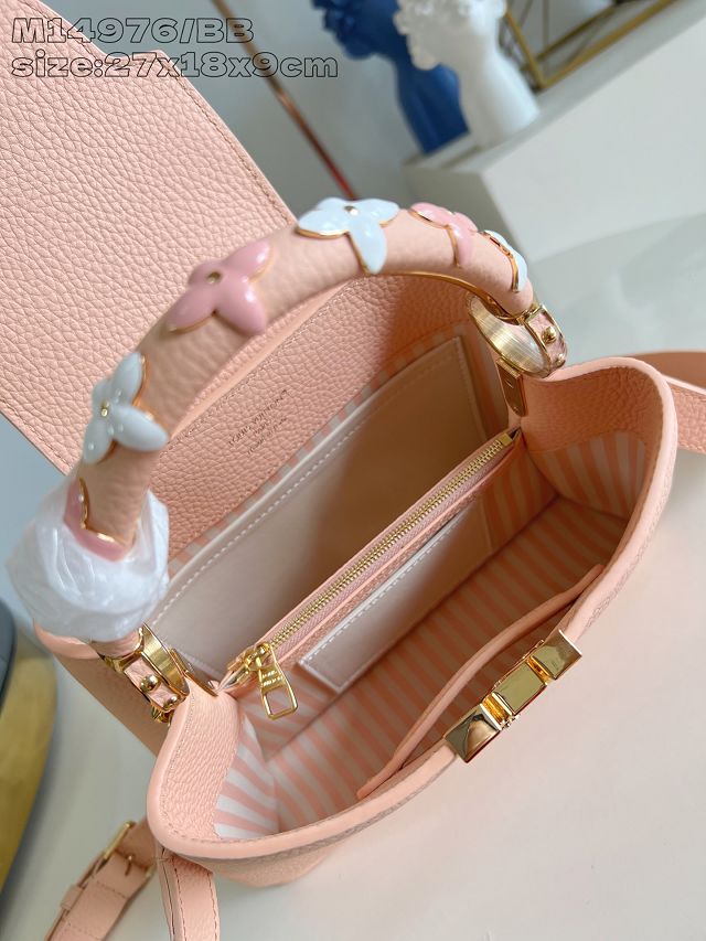 Louis vuitton original calfskin capucines BB handbag M14976 light pink