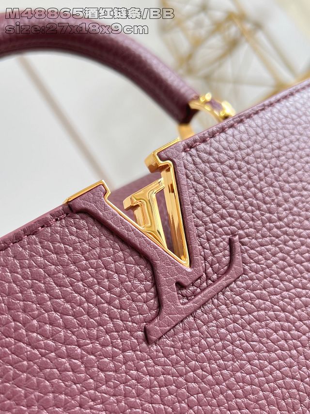 Louis vuitton original calfskin capucines BB handbag M21103 bordeaux