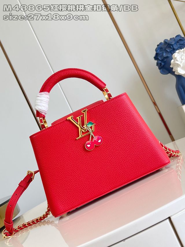 Louis vuitton original calfskin capucines BB handbag M25904 red