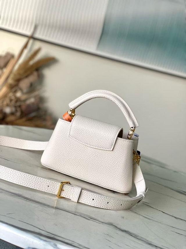 Louis vuitton original calfskin capucines east west mini M14393 white