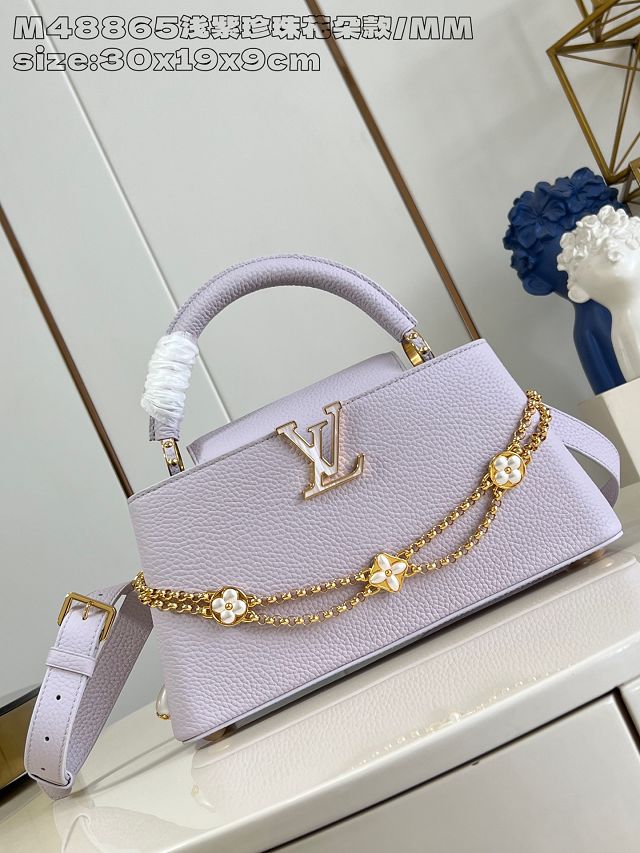 Louis vuitton original calfskin capucines east-west BB handbag M25326 purple
