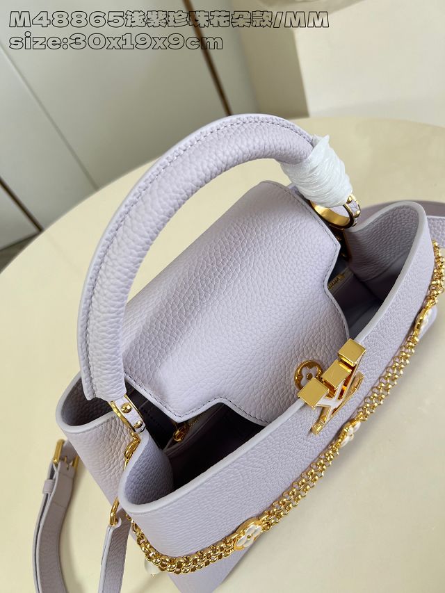 Louis vuitton original calfskin capucines east-west BB handbag M25326 purple