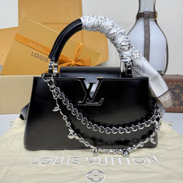 Louis vuitton original calfskin capucines east-west BB handbag M25492 black