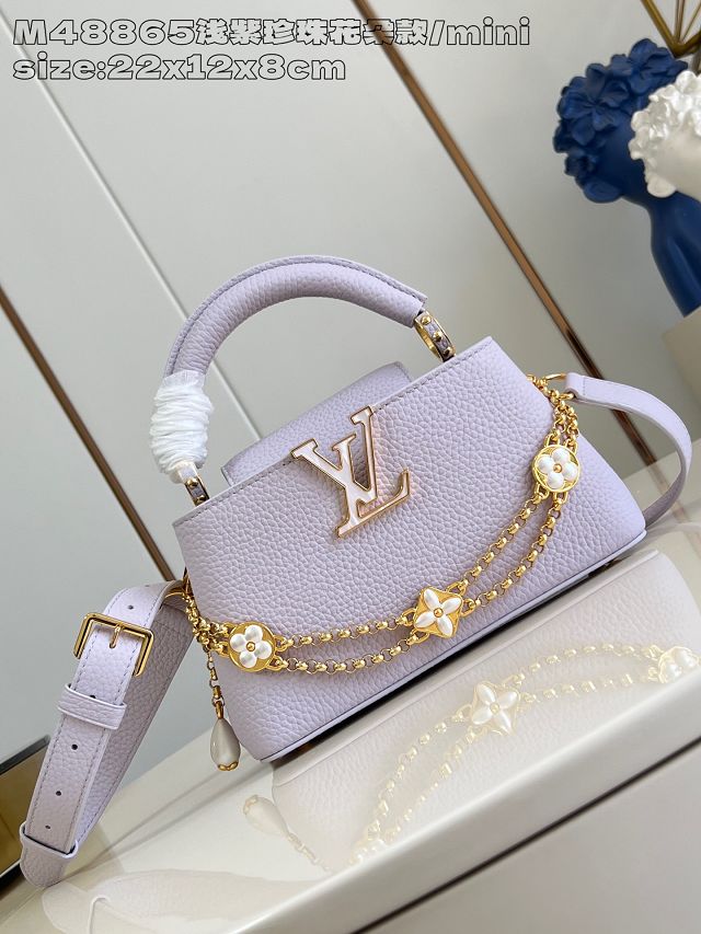 Louis vuitton original calfskin capucines east-west mini handbag M25476 purple