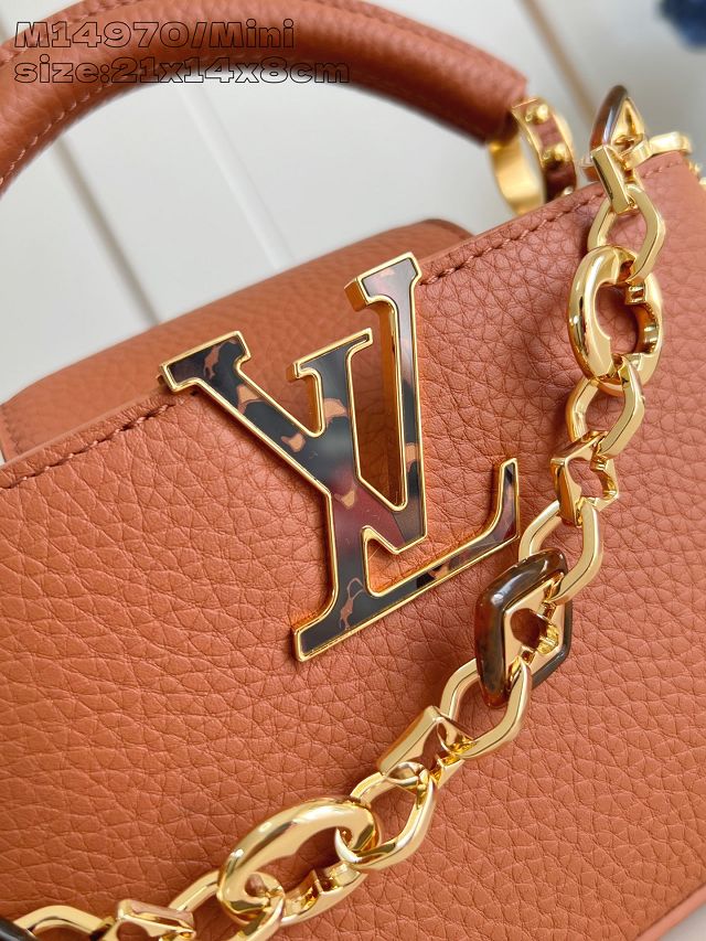 Louis vuitton original calfskin capucines mini handbag M14971 brown