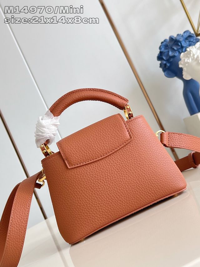 Louis vuitton original calfskin capucines mini handbag M14971 brown