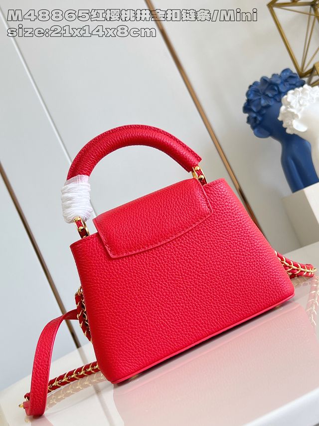 Louis vuitton original calfskin capucines mini handbag M25903 red