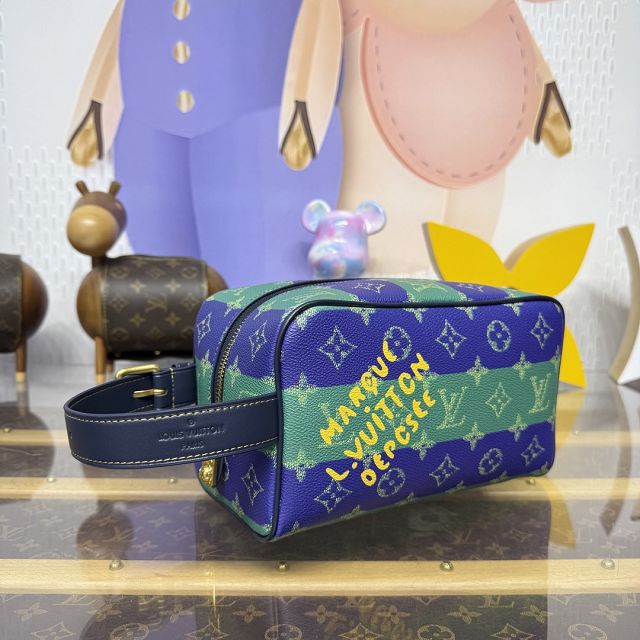 Louis vuitton original monogram canvas locker dopp kit M25902 blue&green