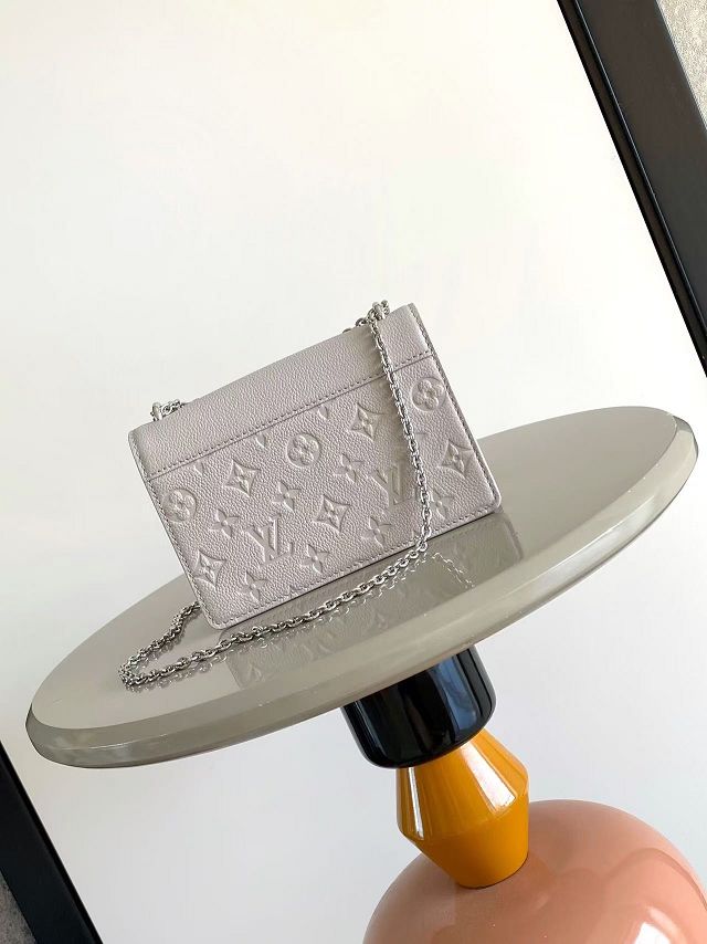 Louis vuitton original calfskin wallet on chain rosy M13570 brume