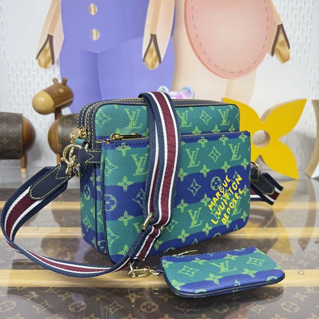 Louis vuitton original monogram canvas trio messenger bag M26026 green&blue