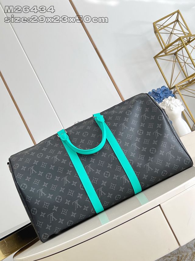 Louis vuitton original monogram eclipse keepall 50 M26434 blue