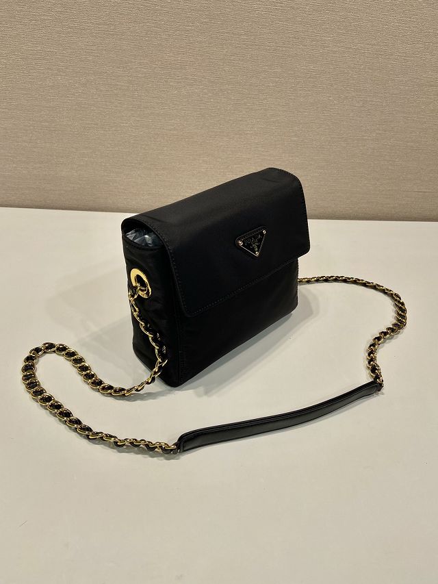 Prada original nylon mini chain shoulder bag 1BD648 black