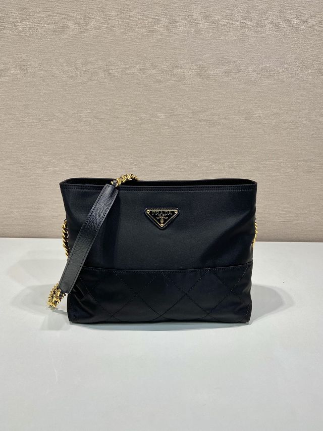 Prada original nylon small tote bag 1BD645 black