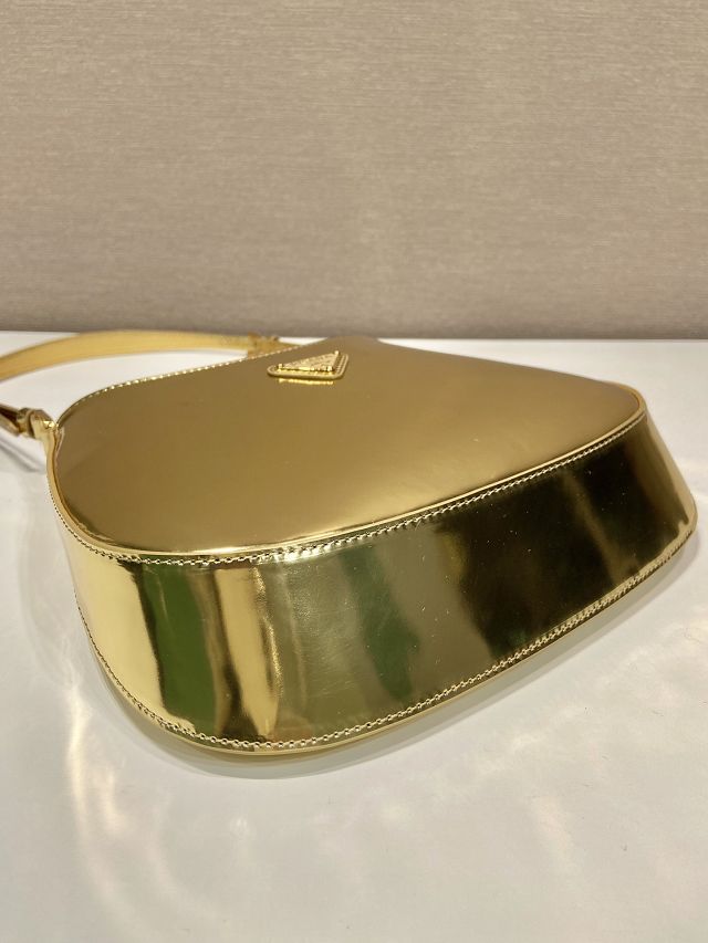 Prada original patent calfskin small cleo bag 1BC169 gold