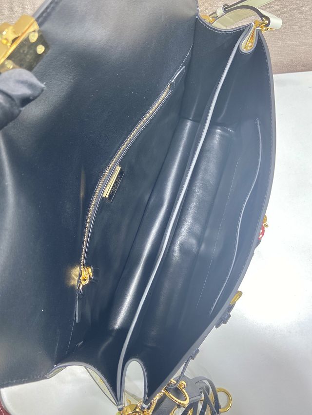 Prada original soft calfskin sound large shoulder bag 1BD379 white