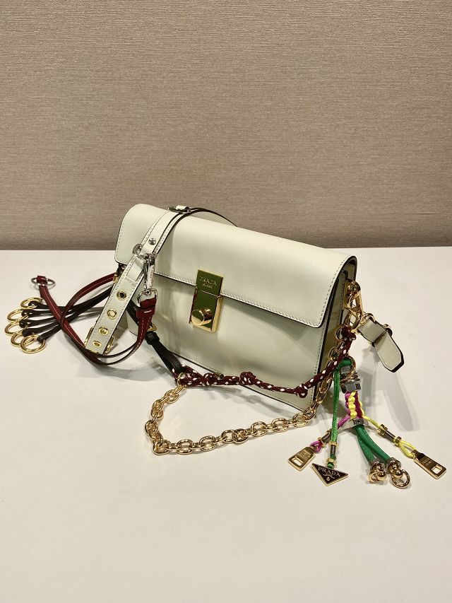 Prada original soft calfskin sound small shoulder bag 1BD379 white