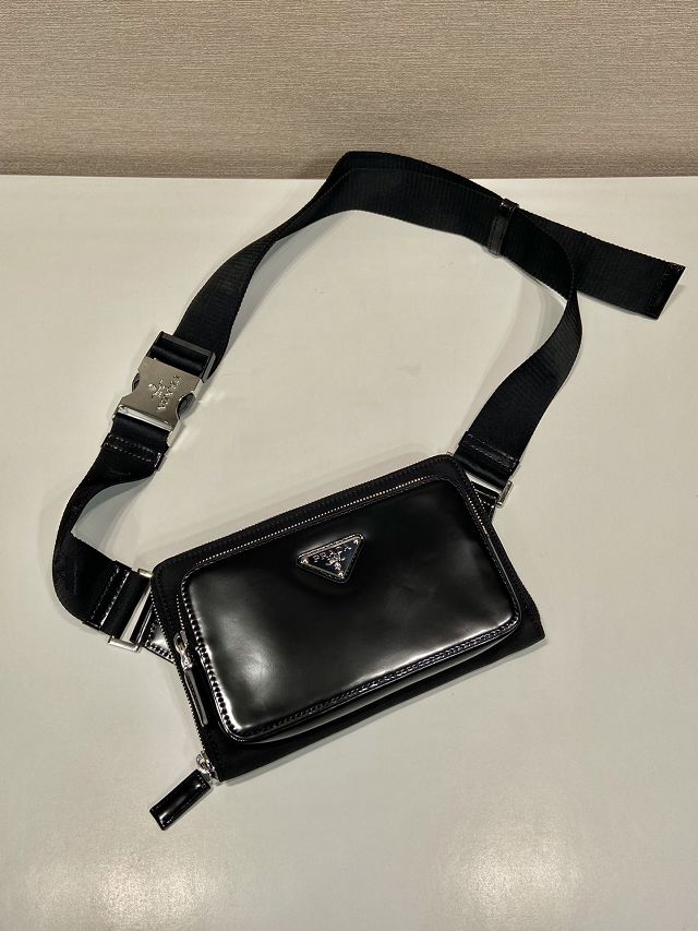 Prada original calfskin belt bag 2VH156 black