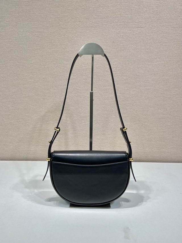 Prada original calfskin shoulder bag with flap 1BD365 black