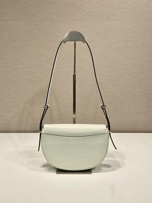 Prada original calfskin shoulder bag with flap 1BD365 white