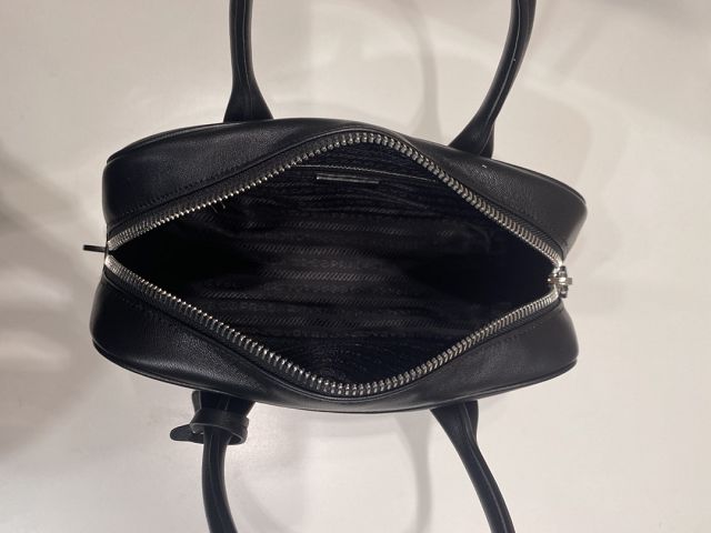 Prada original calfskin small boston bag 1BA846 black