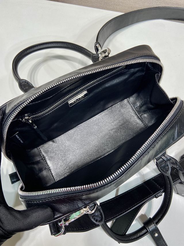 Prada original lambskin small boston bag 1BB098 black