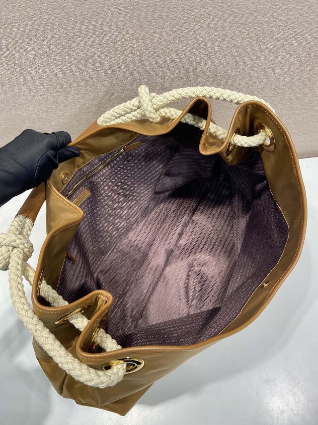 Prada original nylon mariner large shoulder bag 1BC244 brown