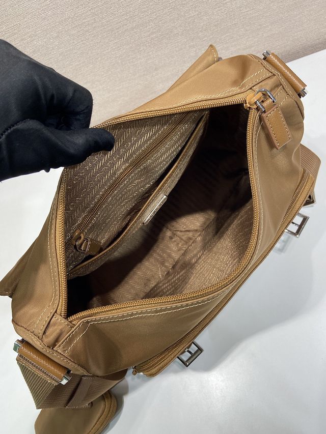 Prada original nylon shoulder bag 1BD953 brown