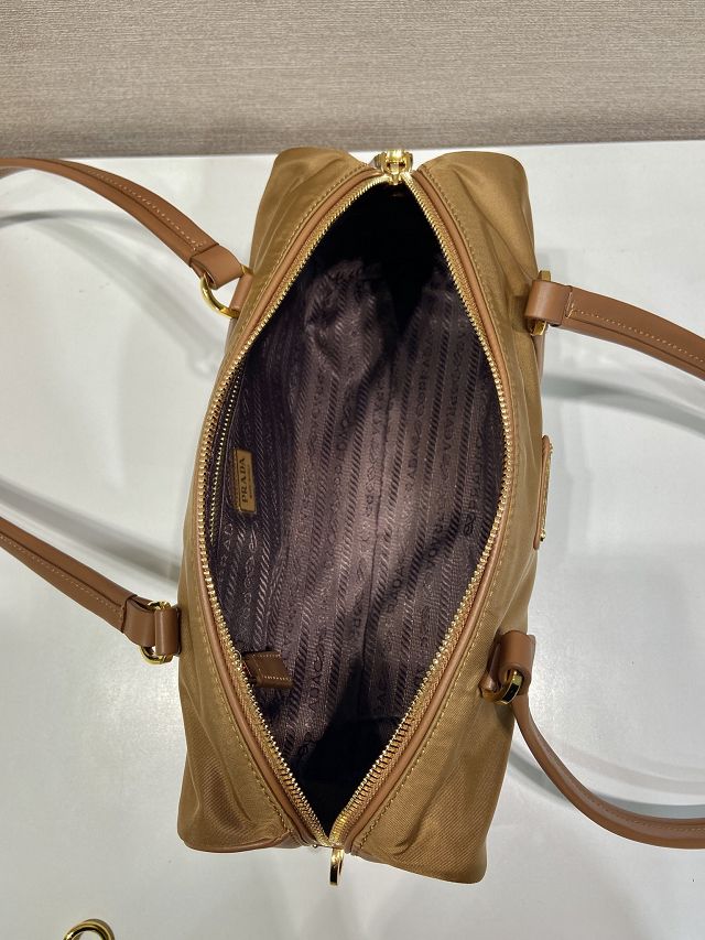 Prada original nylon top handle bag 1BB127 brown