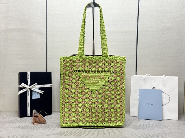 Prada original raffia crochet tote bag 1BG393