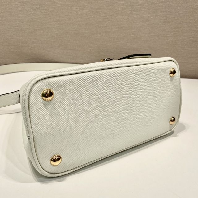 Prada original saffiano calfskin double small bag 1BG443 white