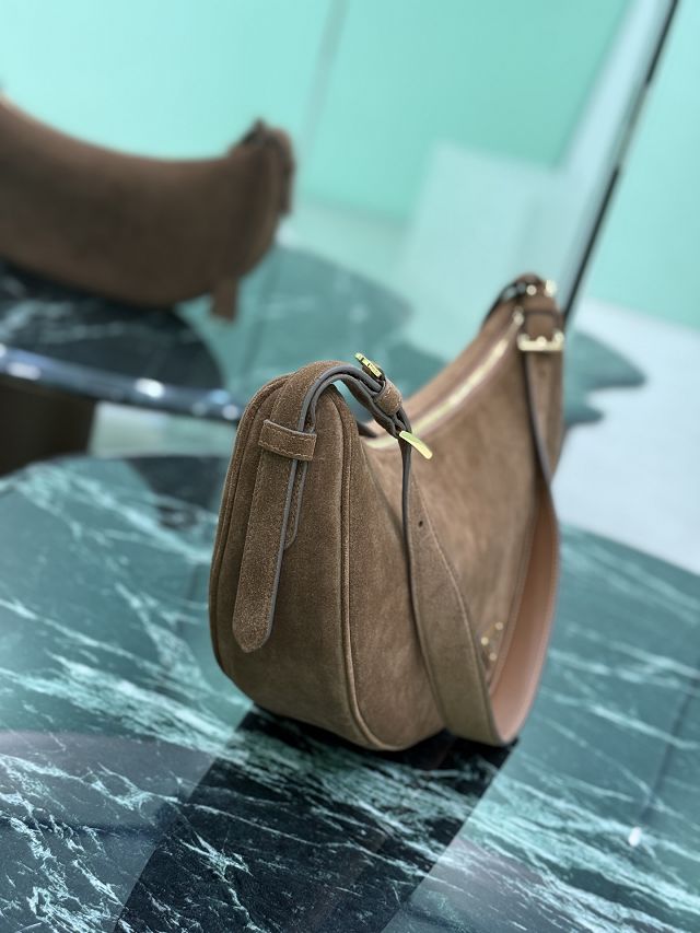 Prada original suede calfskin medium shoulder bag 1BC255 brown