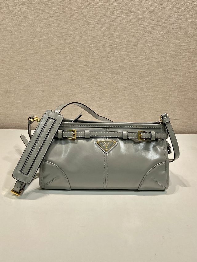 Prada original calfskin bonnie small shoulder bag 1BH215 grey
