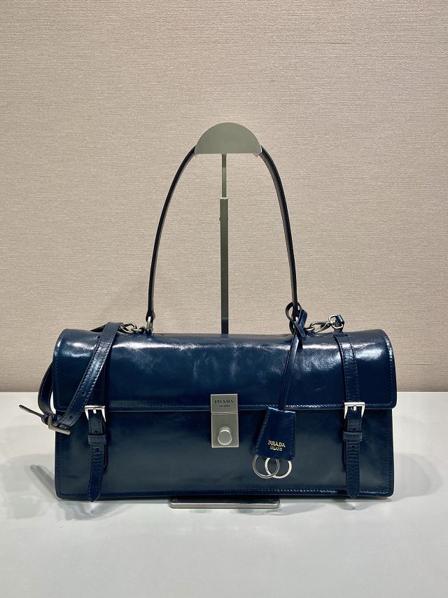 Prada original calfskin large handbag 1BN024 blue