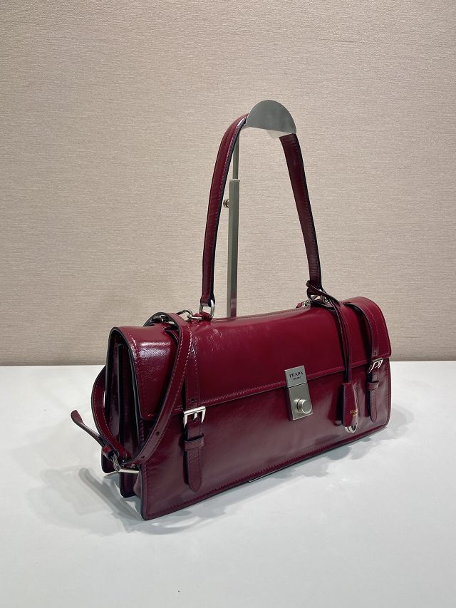 Prada original calfskin large handbag 1BN024 bordeaux