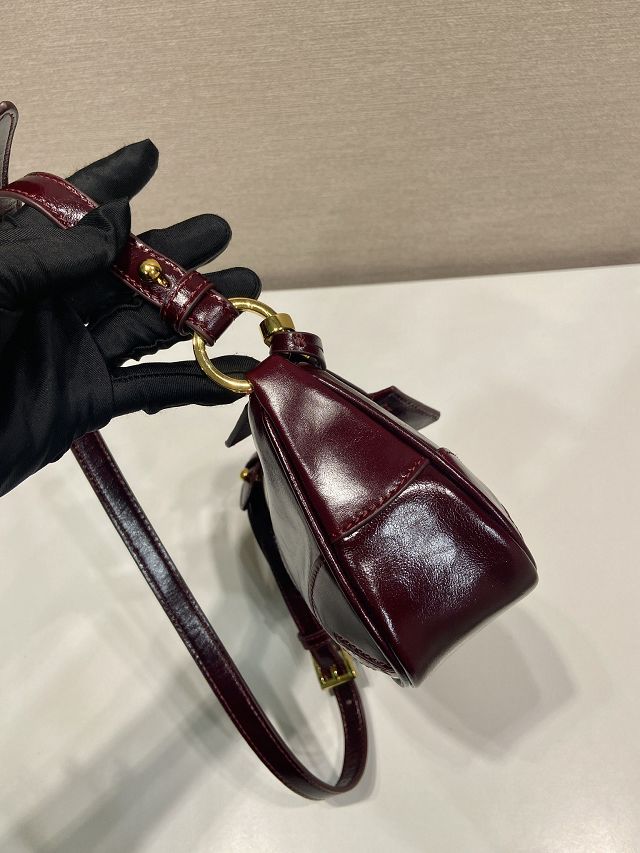 Prada original calfskin medium shoulder bag 1BC221 bordeaux