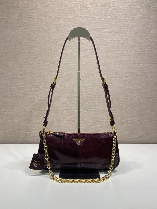 Prada original calfskin medium shoulder bag 1BC221 bordeaux