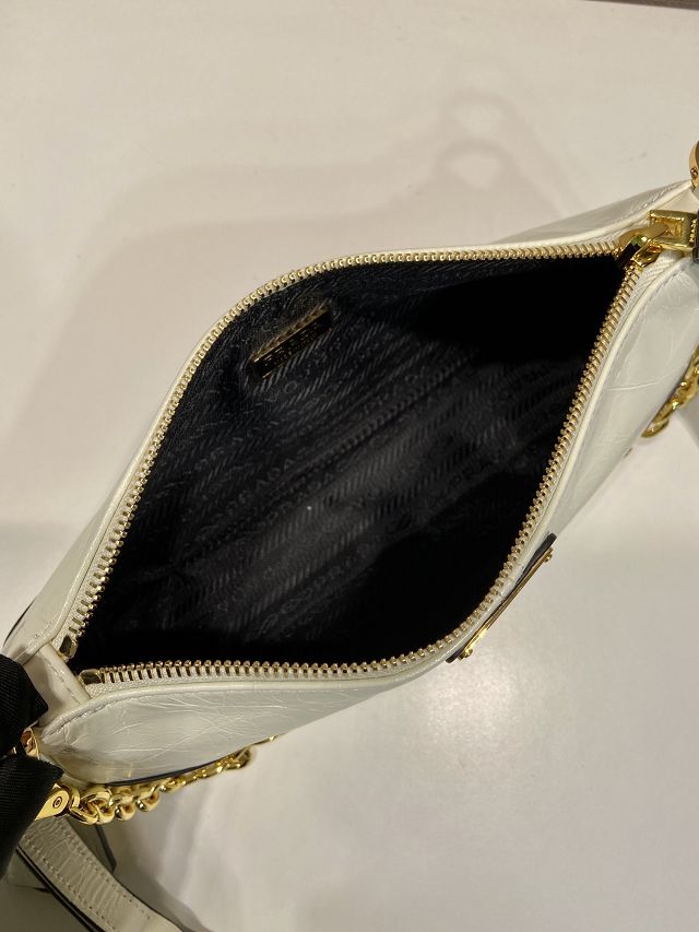 Prada original calfskin medium shoulder bag 1BC221 white